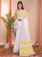 Shree Shyam Fashion The White Loom White Linen Cotton Saree
