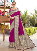 Purple Banarasi Silk Woven Design Saree with Unstitched Blouse Piece - Aachal