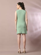 Myshka Women's Sea Green Solid Cowl Neck Bodycon Party Dress - Distacart
