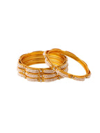 NVR Women's Set of 4 Gold-Plated Traditional Pearls Beaded Bangles - Distacart