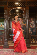 Very Much Indian Handloom Cotton Viscose Ilkal Saree Bright Red With Red Border - Distacart