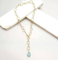Bling Accessories Aqua Natural Stone Link T Bar Necklace 