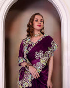 Teeya Creation Wine Color Zimichhu Silk Heavy Work Saree - Distacart