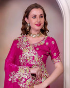 Teeya Creation Rani Color Zimichhu Silk Heavy Work Saree - Distacart