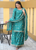 Teeya Creation Green Color Chinon Silk Heavy Embroidery Work Fully Stitched Salwar Suit