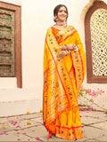 Shree Shyam Fashion Silk Blend Yellow Saree - Distacart