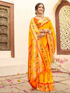 Shree Shyam Fashion Silk Blend Yellow Saree - Distacart