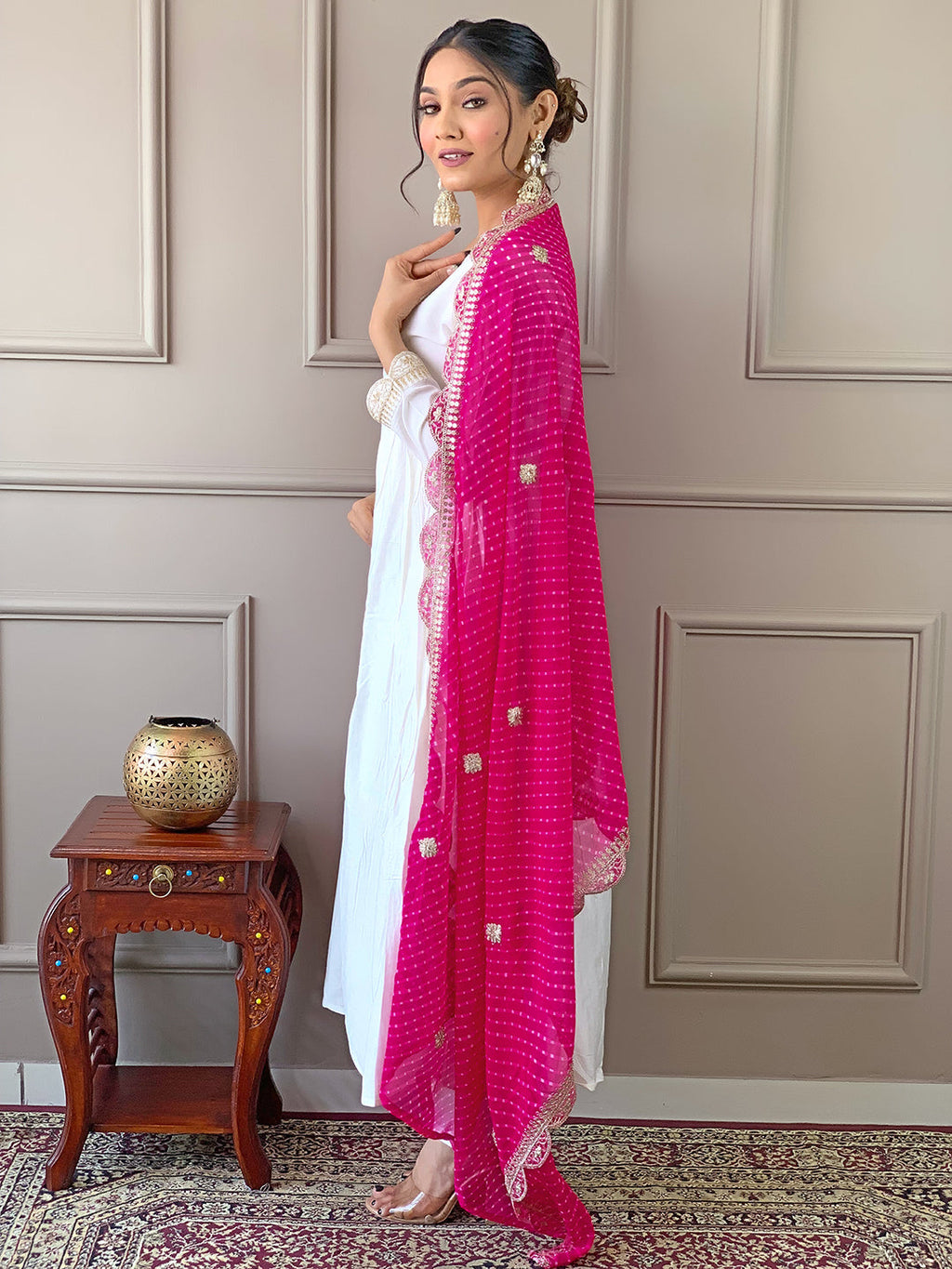 The52 Women's Gorgeous Embroidery Chandrei Fabric Straight Kurta, Pant and Dupatta Set - Distacart