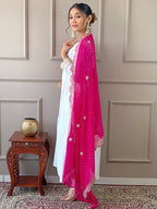 The52 Women's Gorgeous Embroidery Chandrei Fabric Straight Kurta, Pant and Dupatta Set - Distacart