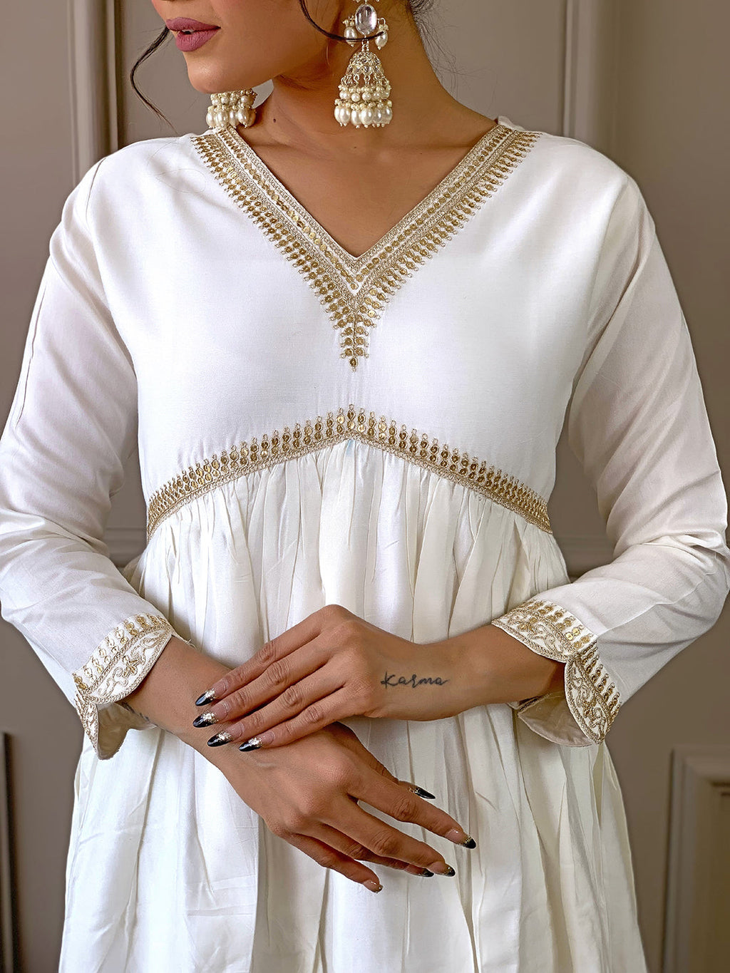 The52 Women's Gorgeous Embroidery Chandrei Fabric Straight Kurta, Pant and Dupatta Set - Distacart