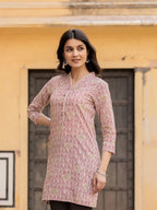 Yufta Pink Ethnic Motifs Cotton Top