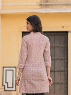 Yufta Pink Ethnic Motifs Cotton Top