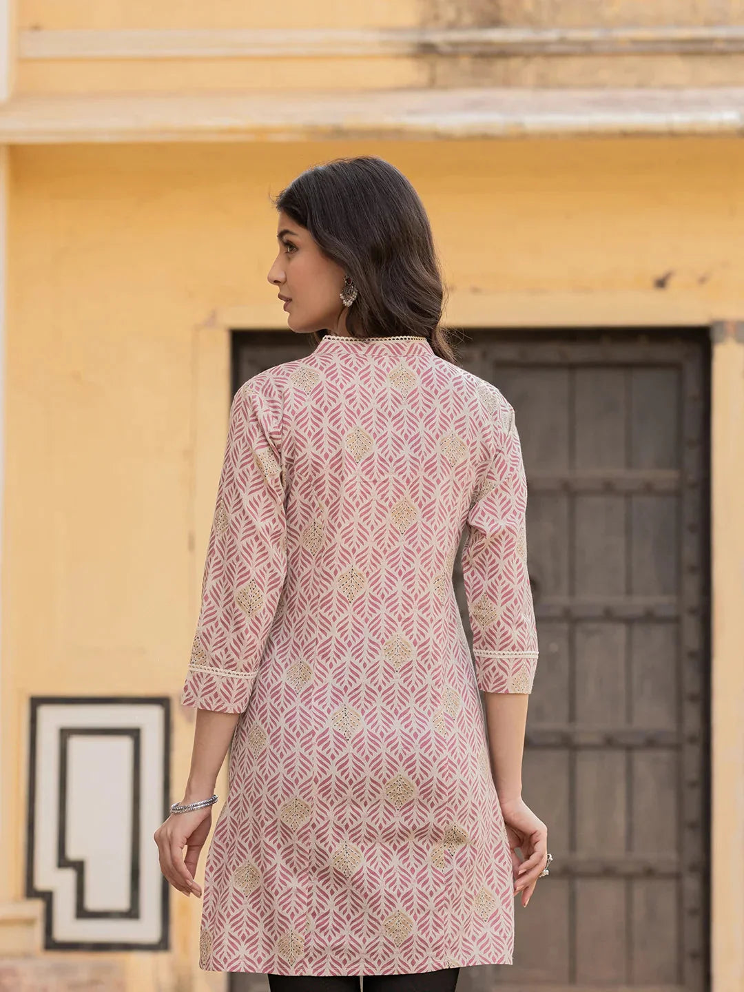 Yufta Pink Ethnic Motifs Cotton Top