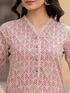 Yufta Pink Ethnic Motifs Cotton Top