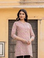 Yufta Pink Ethnic Motifs Cotton Top