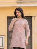 Yufta Pink Ethnic Motifs Cotton Top