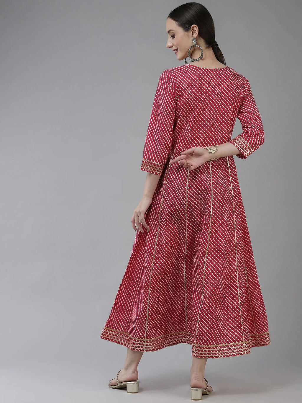 Yufta Pink Ethnic Motifs Maxi Dress - Distacart