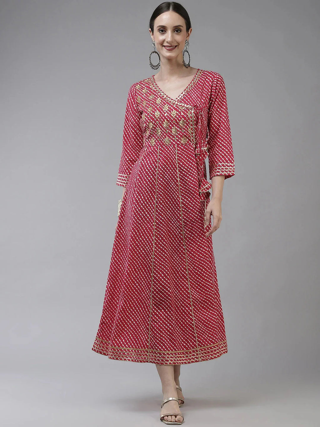 Yufta Pink Ethnic Motifs Maxi Dress - Distacart