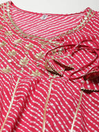 Yufta Pink Ethnic Motifs Maxi Dress - Distacart