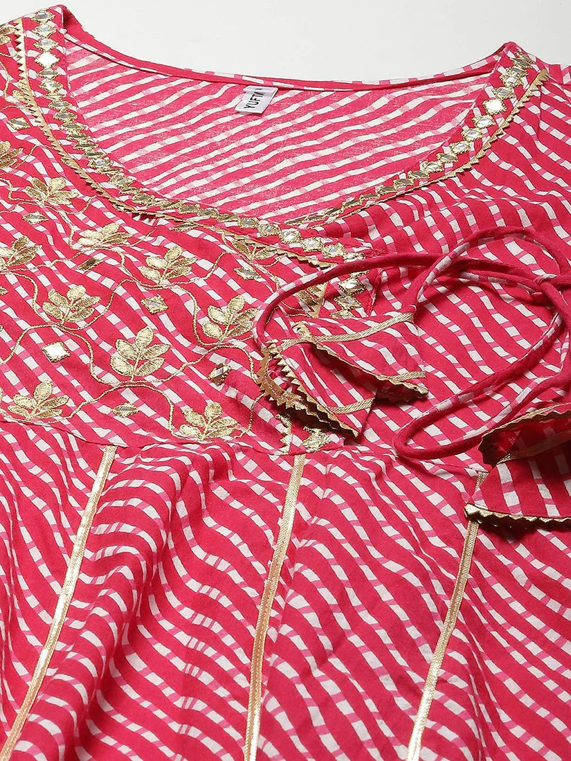 Yufta Pink Ethnic Motifs Maxi Dress - Distacart
