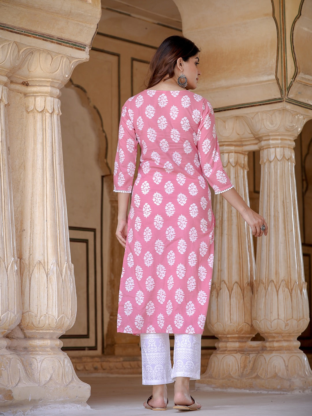 Yufta Pink Ethnic Motifs Printed Dupatta Set - Distacart