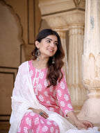 Yufta Pink Ethnic Motifs Printed Dupatta Set - Distacart