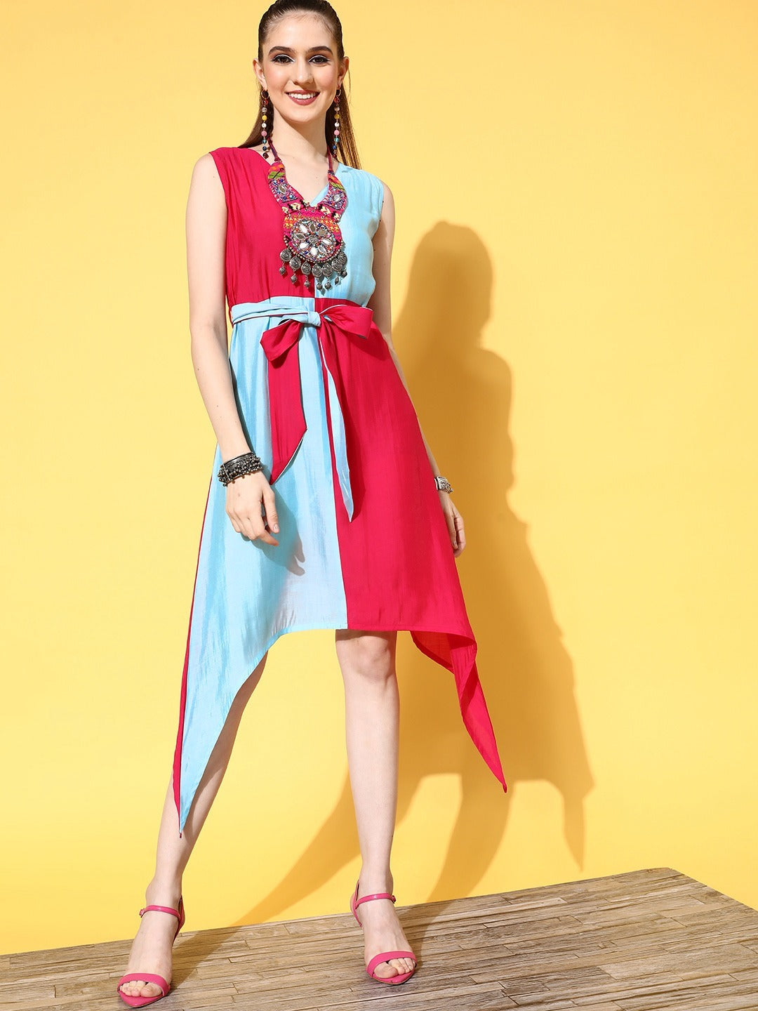 Yufta Pink Fit & Flare Dress - Distacart