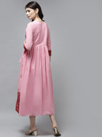 Yufta Pink & Maroon Ethnic Dress - Distacart