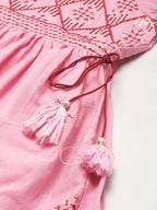 Yufta Pink & Maroon Ethnic Dress - Distacart