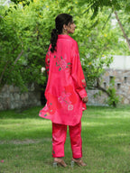 Yufta Pink Printed Shirt with Trousers Co-Ords