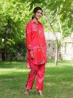 Yufta Pink Printed Shirt with Trousers Co-Ords