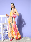 Yufta Pink & Yellow Ethnic Maxi Dress - Distacart