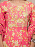 Yufta Pink Zari_Work Kurta Pant Dupatta Set