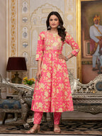 Yufta Pink Zari_Work Kurta Pant Dupatta Set