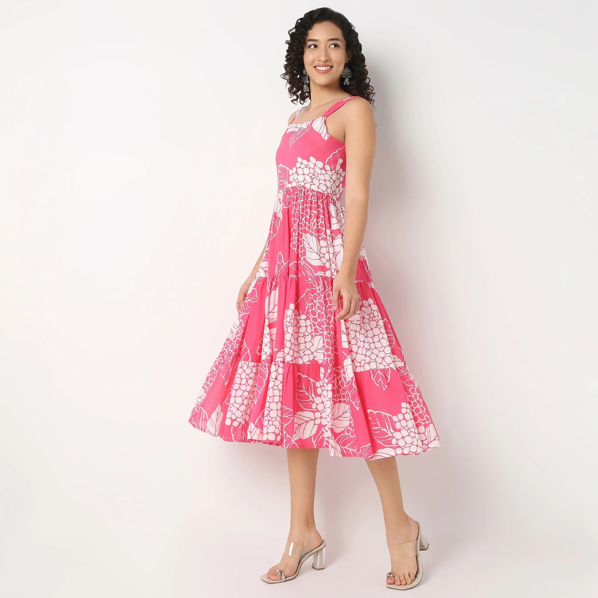 Pimu Square-Neck Maxi Dress with Graphic Print-Green