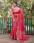 Lorenvalley Premium Bandhej Patola Silk Sarees with kanchi Borders and Contrast Zari Weaving borders Saree - Pink