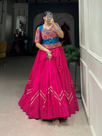 Lorenvalley Pure Cotton Pink Plain With Gota Patti Touch Up Lehenga Choli