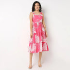 Pimu Square-Neck Maxi Dress with Graphic Print-Green