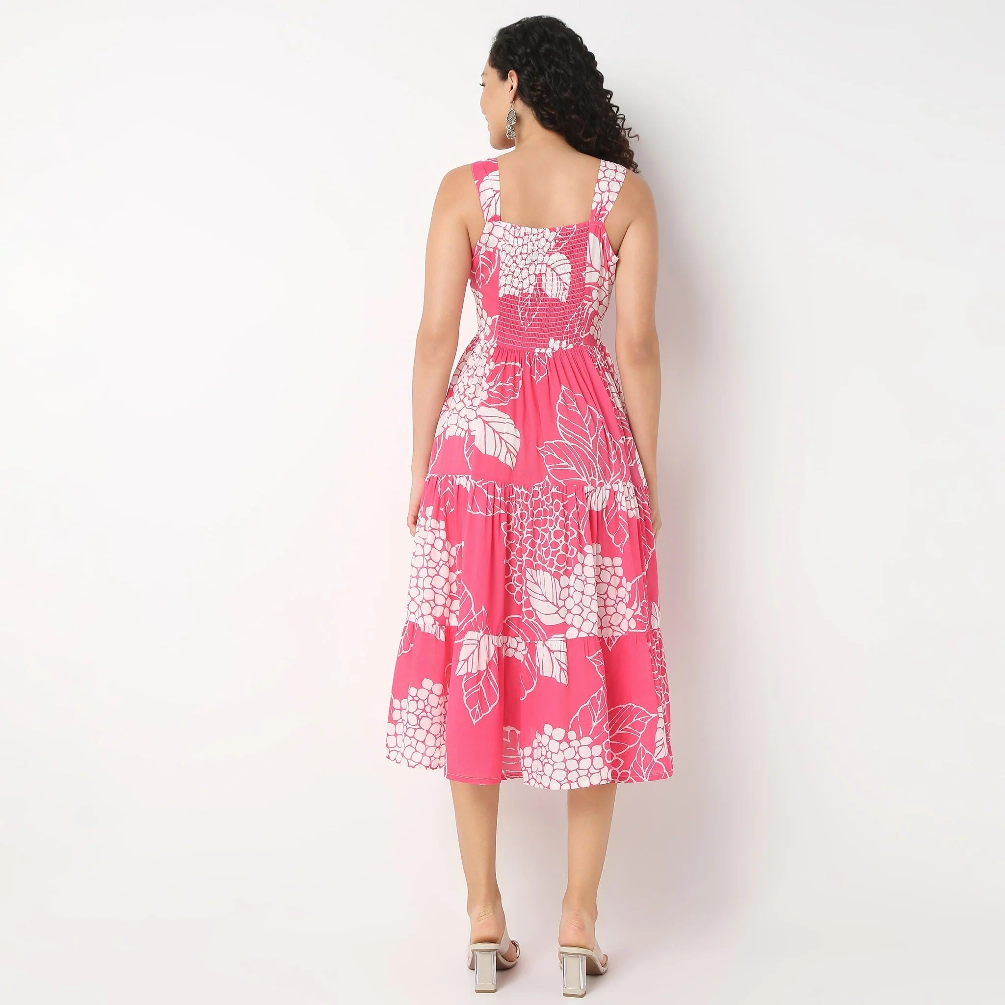 Pimu Square-Neck Maxi Dress with Graphic Print-Green