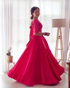Lorenvalley Pink Faux Georgette Plain Micro Cotton Full Inner with Canvas Patta Double Lining Lehenga Choli