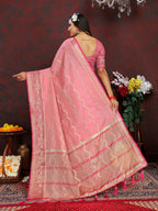Lorenvalley Fashion Pink Soft Katan Silk Woven Design Zari Weaving Pallu Saree