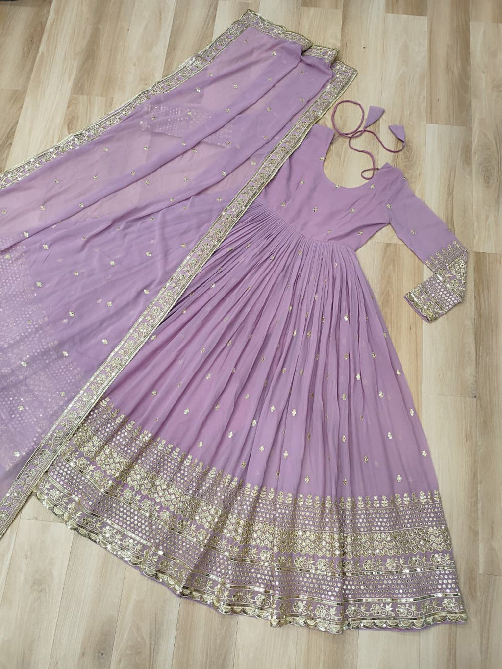 Lorenvalley Fashion Pink Faux Georgette with Embroidered work Anarkali Gown with Dupatta - Distacart
