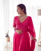 Lorenvalley Pink Faux Georgette Plain Micro Cotton Full Inner with Canvas Patta Double Lining Lehenga Choli