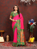 Lorenvalley Fashion Pink Soft Paithani Silk Woven Design Rich Zari Meenakari Weaving Saree