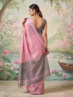 Anaita Pink Tissue Saree With Blouse - Distacart