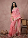 Anaita Pink Cotton Saree With Blouse - Distacart