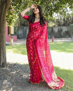 Anaita Pink Woven Design Pure Bandhej Silk Saree With Blouse - Distacart