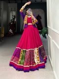 Lorenvalley Pink Pure Rayon with Plain With Printed And Gamthi Patch Work With Lace Touch Up Lehenga Choli
