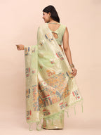 Anaita Rama Linen Woven Work Saree With Blouse - Distacart