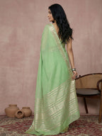 Anaita Rama Cotton Saree With Blouse - Distacart